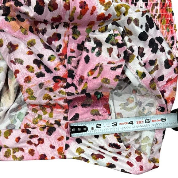 Girls 1st Kiss Pink Leopard Off-Shoulder Smocked Top & Shorts Set L/14 - Picture 7 of 9